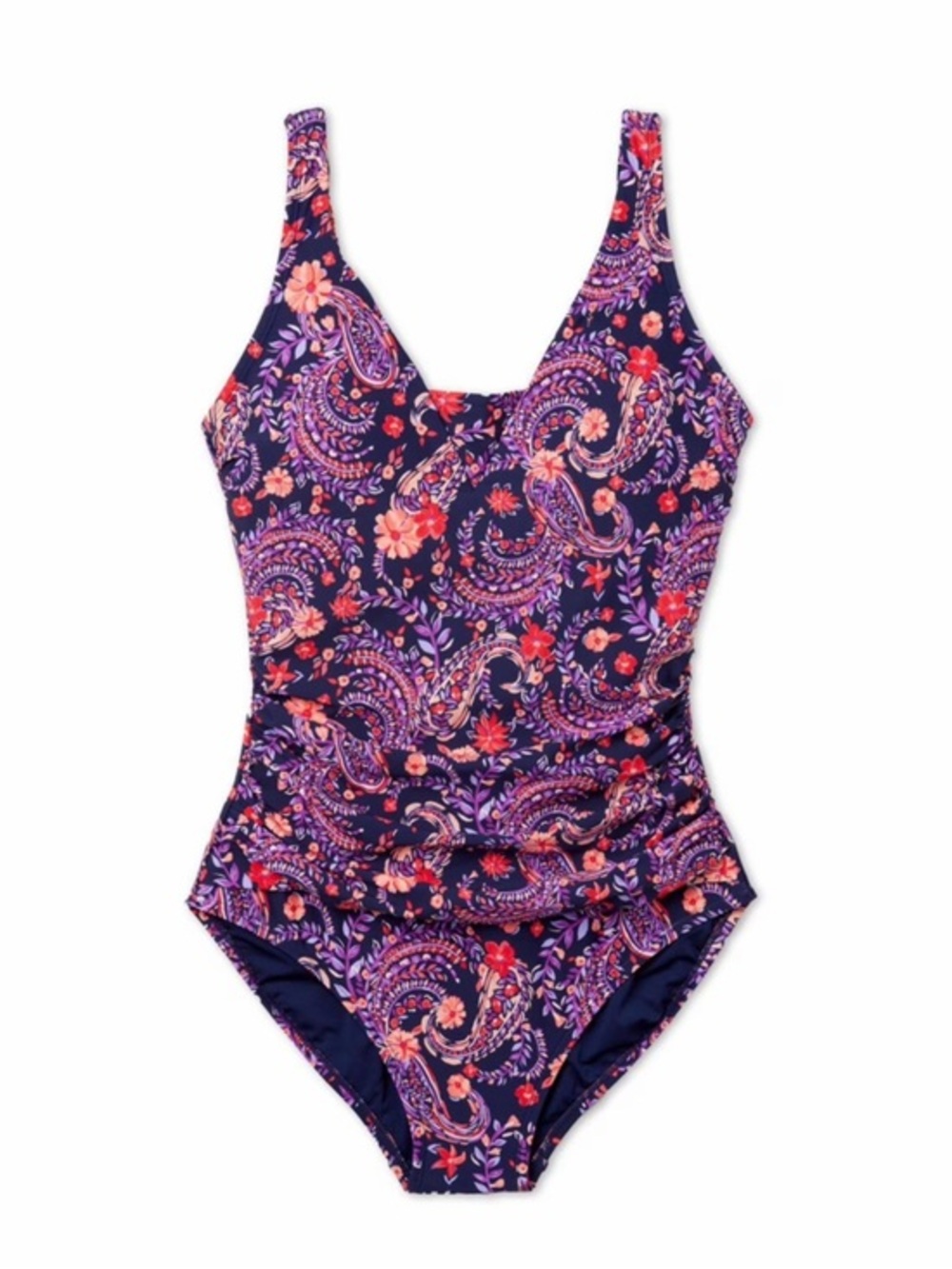 Lands’ End SlenderSuit Grecian One Piece Swimsuit - Picture 1 of 8